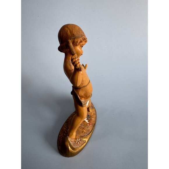 Vintage Fontanini Boy Throwing Stick Figurine With Brown Seal Depose Italy Spide - Picture 5 of 8